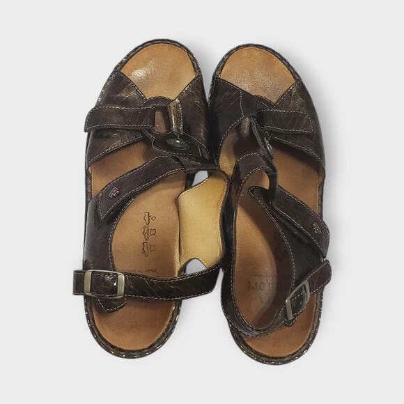 Finn Comfort Womens Adana Brown Patent Leather T-Strap Sandals Sz 7 - Picture 5 of 13